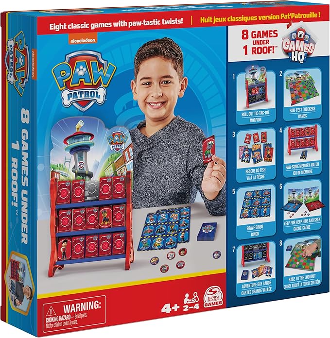PAW Patrol Games HQ Board Games for Kids Checkers Tic Tac Toe Memory Match Bingo Go Fish Card Games PAW Patrol Toys for Preschoolers Ages 4 and up