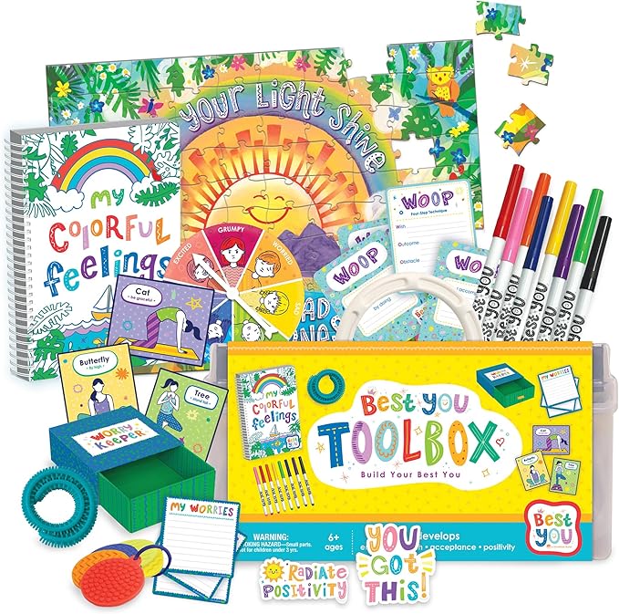 MindWare Best You Toolbox: Yoga and Mindfulness Practices for Children Activity - Includes Coloring Activities Yoga Exercises Puzzles CBT Tools for Emotional Regulation &amp More