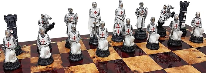 Medieval Times Crusades Set of Chess Men Pieces NO Board (Blue and White Maltese)