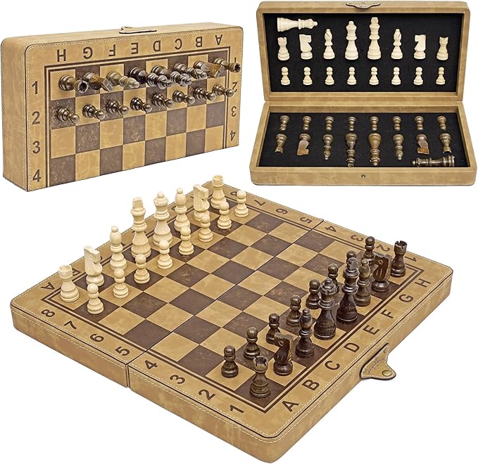 15 Inch Chess Set Magnetic Chess Borad Classic Chess Game Set with Pieces Storage for Family Game Night Ideal Chiristams Gift for Families