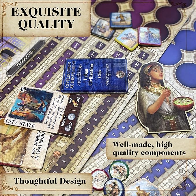 Mosaic: A Story of Civilization - Strategy Board Game for Adults and Family | Fast Fun Action-Selection and Area Control Game | 1-6 Players | Ages 14 and Up | 120 Minutes | by Forbidden Games