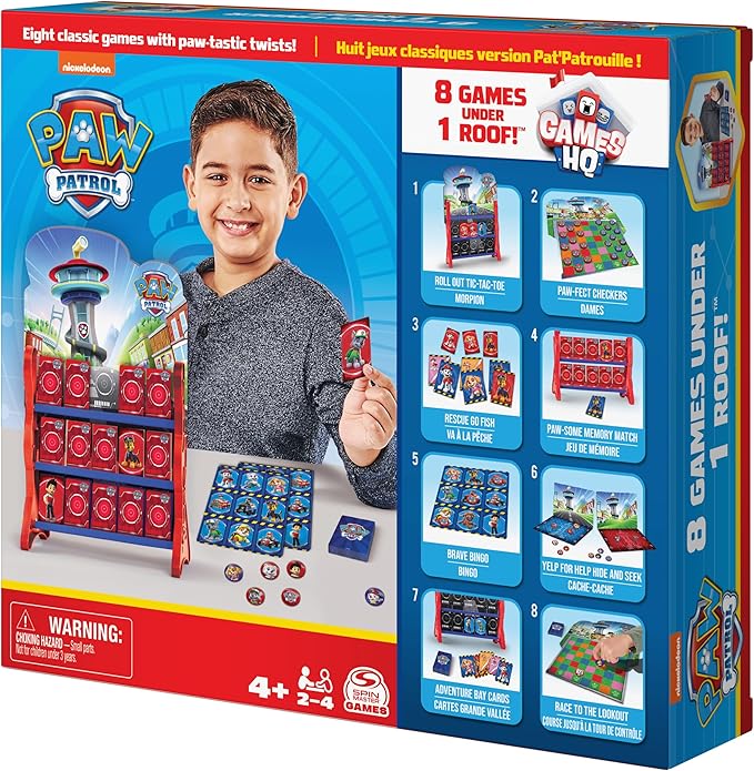 PAW Patrol Games HQ Board Games for Kids Checkers Tic Tac Toe Memory Match Bingo Go Fish Card Games PAW Patrol Toys for Preschoolers Ages 4 and up