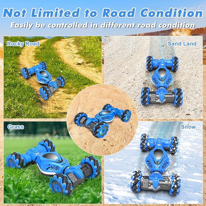 RC Car Gesture Sensing Stunt Car Toys for Boys Girls 6-12 Best Gifts for Kids Boys 6 7 8 9 10 11 12 Years Old 2.4GHz 4WD RC Toy Off-Road 360° Rotate All-Round Drift with Lights Music