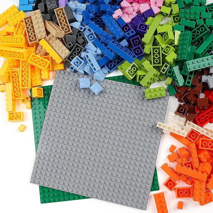 High-brick Small Building Blocks500 Pieces with 2 Baseplates (7.5 × 7.5)  Bricks for Kids Creative Construction  Compatible with Major Sets 16 colors