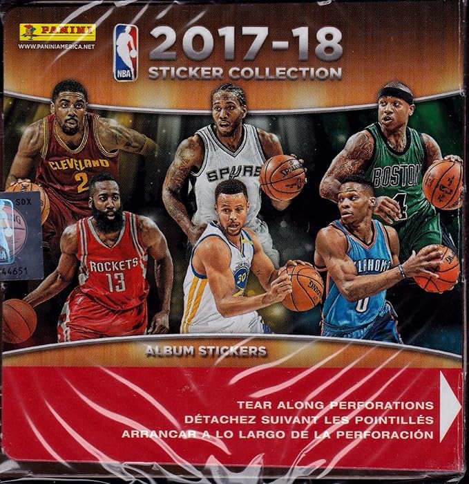 NBA All teams 2017/18 Panini Basketball Sticker Refill Box (50 Count) Small Black