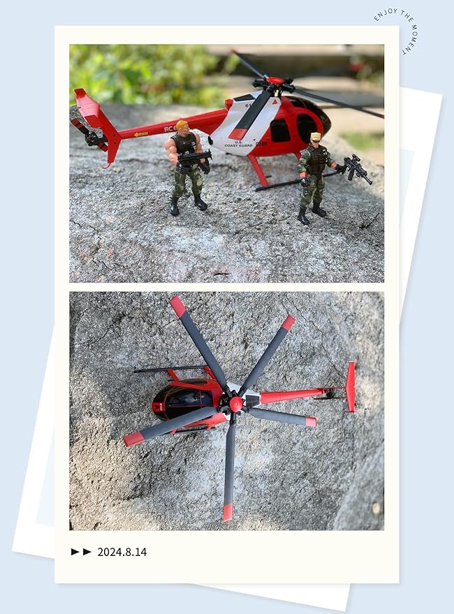 335MM MD500 C189 Remote Control Helicopter Aircraft Add Optical Flow Positioning 1/28 Scale RC Heli Maintain Altitude Hover RTF US Rescue Helicopter RTF 2Batteries