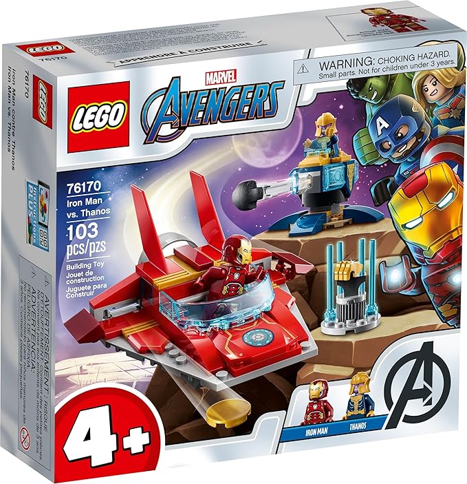 LEGO Marvel Avengers Iron Man vs. Thanos 76170 Cool Collectible Superhero Building Toy for Kids Featuring Marvel Avengers Iron Man and Thanos Minifigures New 2021 (103 Pieces)