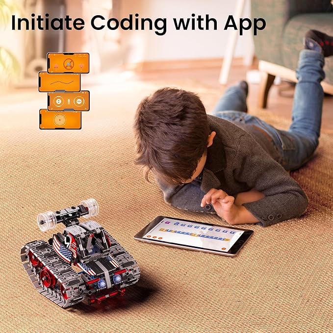 Sillbird Robot Building Kit with Remote Control Gifts for Kids Boys Ages 8-12 STEM Coding Robotic Technic Tracked Racer Car Toys for Birthday - Build 4in1 Model with 631 Pieces