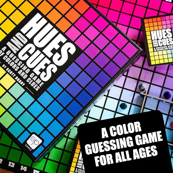 HUES and CUES - Vibrant Color Guessing Board Game for 3-10 Players Ages 8+ Connect Clues and Guess from 480 Color Squares