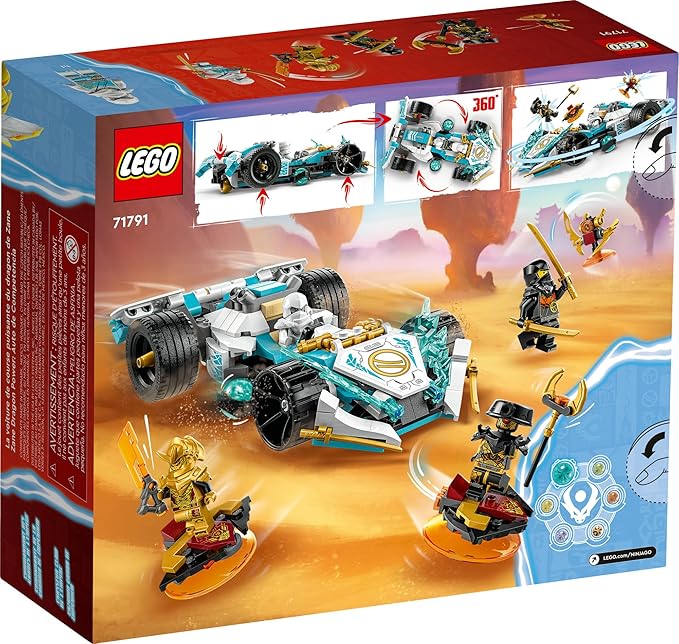 LEGO NINJAGO Zane’s Dragon Power Spinjitzu Race Car 71791 Building Toy Set Features a Ninja Car 2 Hover Flyers Dragon Toy and 4 Minifigures Gift for Kids Aged 7+