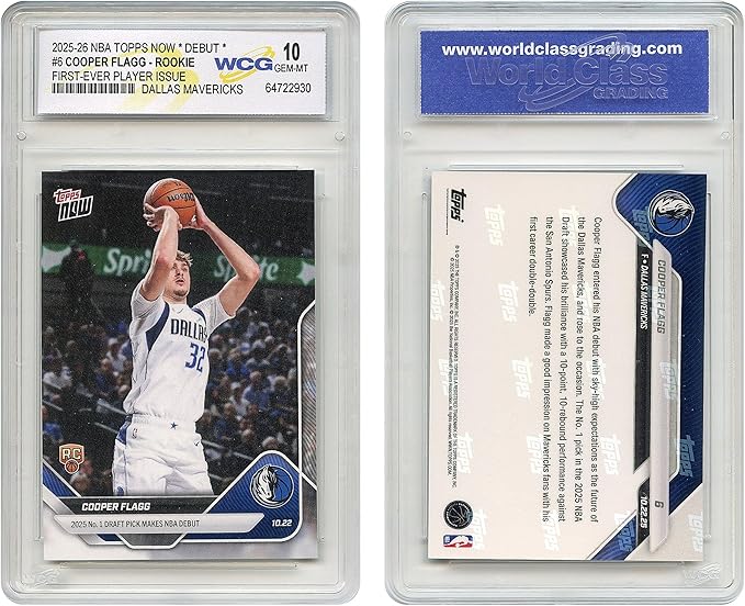 2025-26 NBA Topps Now Debut Cooper Flagg 1st Issue NBA Topps Now Rookie Card RC #6 Dallas Mavericks - Graded GEM-Mint 10