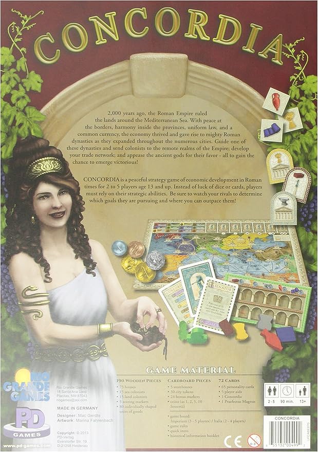Rio Grande Games Concordia: Strategy Board Game Economic Development 2-5 Players 90 Minutes