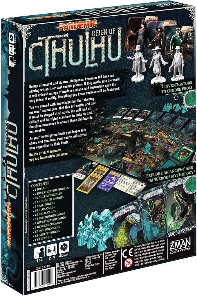 Asmodee Pandemic Reign of Cthulhu Board Game - Investigate and Confront Cosmic Horror Cooperative Strategy Game Family Fun for Kids &amp Adults Ages 14+ 2-4 Players 40 Minute Playtime
