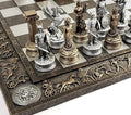 Greek Mythology Olympus Gods Zeus vs Poseidon Pewter and Bronze Color Chess Set with 17 Greek Board