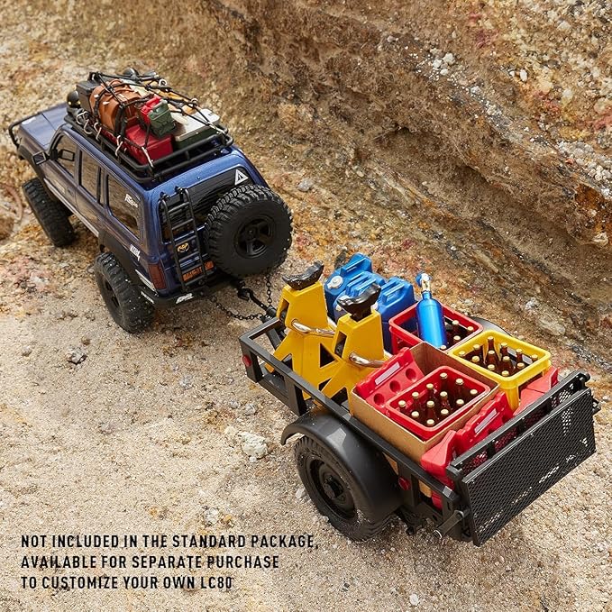 BEEZRC FMS RC Crawler 1/18 FCX18 Land Cruiser LC80 RTR Toyota Licensed 4WD RC Rock Truck 2.4Ghz 900mAh Hobby Grade RC Car Model Mini Remote Control Car Off Road Vehicle FMS11831RTRBU(Blue)