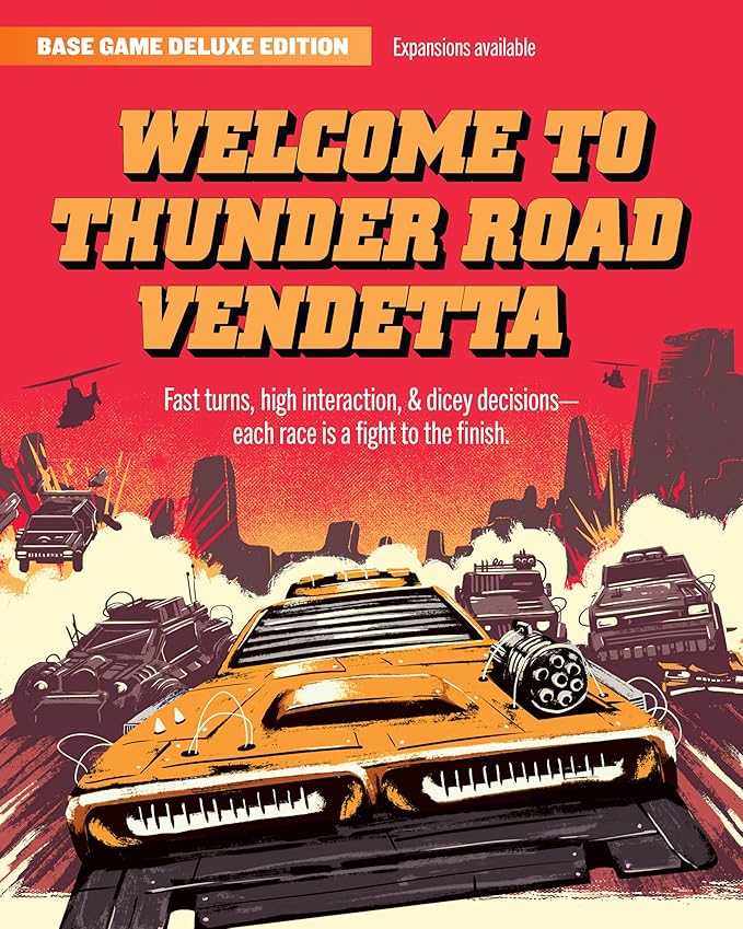 Restoration Games Thunder Road Vendetta - Racing and Strategy Board Game for Adults - Post-Apocalyptic Demolition Derby Racing Game - 2-4 Players - 30-75 Min Playtime - Ages 10+