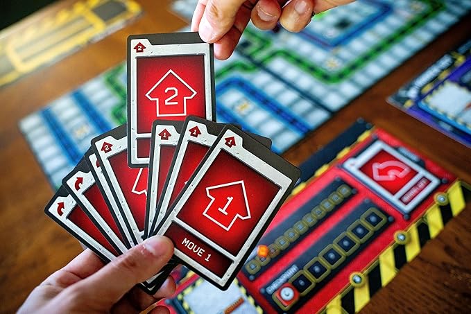 Renegade Game Studios Robo Rally Board Game Strategy Card Programming with 6 Pre-Painted Robot Miniatures for 2-6 Players Ages 12+