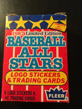Fleer 1987 Limited Edition Baseball All Stars Logo Stickers &amp Trading Cards 50pc.