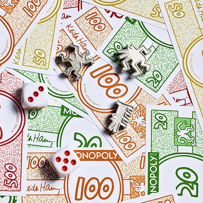 WS Game Company Keith Haring Monopoly – Pop Shop 40th Anniversary Edition – Premium Art-Wrapped Collector’s Board Game – Featuring Iconic Art Custom Metal Tokens and Dancing Figure Pieces (Ages 8+)