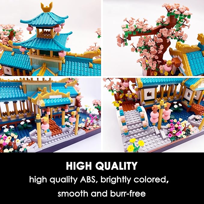 Micro Building Blocks SetChinese Suzhou Garden Architecture and Cherry Blossom Bonsai Tree Building Toys for AdultsJapanese Sakura House ModelCreative Mini Bricks Gift for Kids 14+2350 pcs