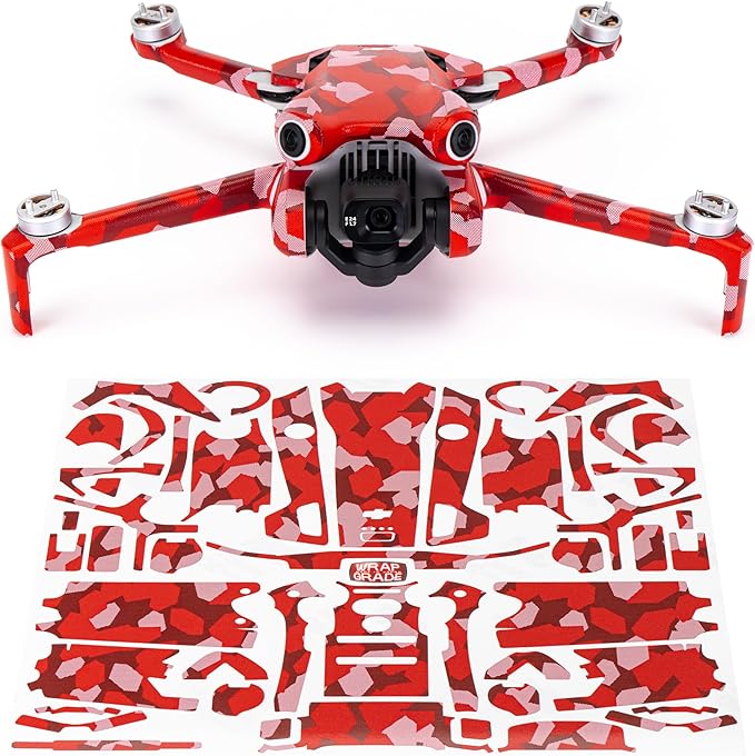 WRAPGRADE Skin Stickers Compatible with DJI Mini 4 Pro | Full Wrap (Super Red Dot Camo)