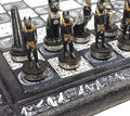 Egyptian Anubis Chess Set Black Silver and Gold Men with 16 Hieroglyphic Board