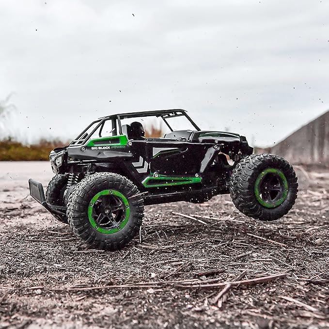 BEZGAR TB142 Remote Control Car - 1:14 Scale RC Cars 20 Km/h 2WD All-Terrains Electric Off-Road Vehicle Truck Crawler Toy with Two Rechargeable Batteries for Boys Kids and Adults