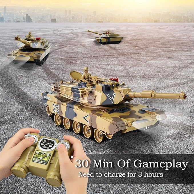 KAIM 1/24 RC TankRemote Control Tank for Boys with Smoke Lights &amp Sounds2.4GHz US M1A2 Abrams Army ModelMilitary Toys Gift for Kids Ages 6+