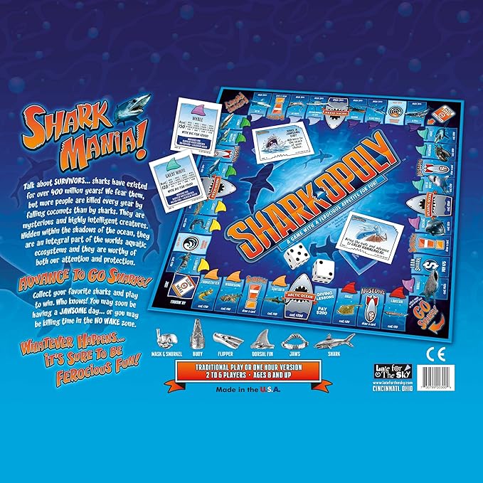 Late for The Sky Sharkopoly Board Game Family Property Trading Game for 2–6 Players Ages 8+ Ocean Theme with Shark Tokens Fun Party Gift for Kids &amp Adults