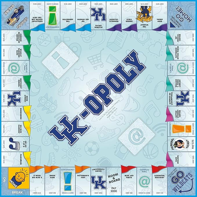 Late for the Sky University-Themed Opoly Board Game 2-6 Players Family Party Strategy Tokens &amp Campus Locations Gift for Students Alumni and Fans