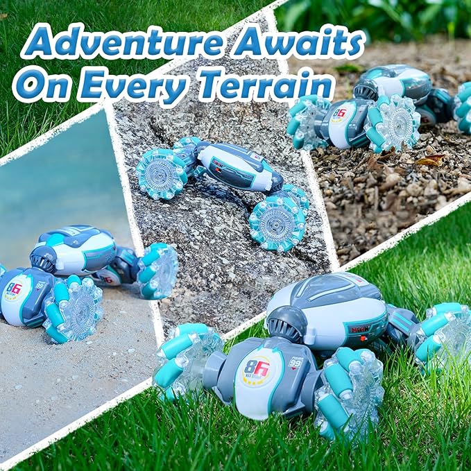PREPOP Gesture Sensing RC Stunt Car Birthday for Age 6 7 8-12 13+ Year Old Boys - Cool Toys for Kids Hand Controlled Remote Control Twist Vehicle with Lights &amp Music 4WD Rotating
