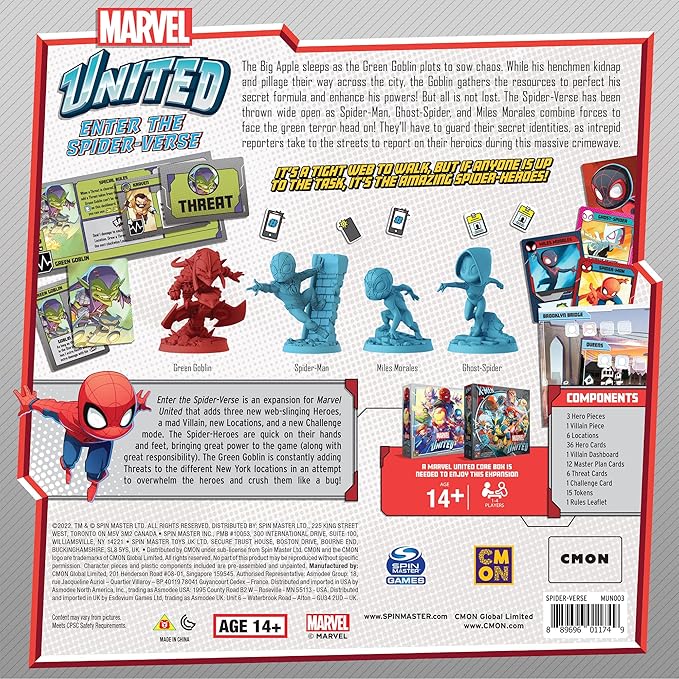 CMON Marvel United Enter The Spider-Verse Expansion | Tabletop Miniatures Game | Strategy Game | Cooperative Game for Adults and Kids | Ages 14+ | 1-4 Players | Avg. Playtime 40 Minutes | Made by CMON