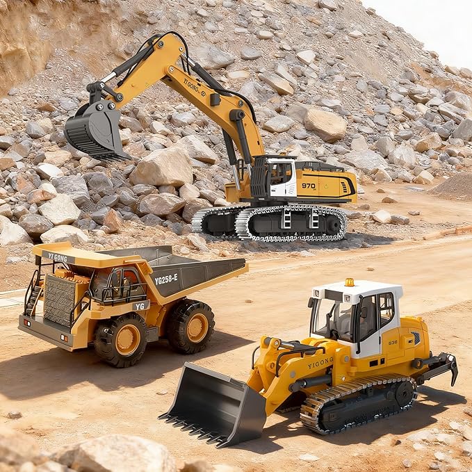 Pro-Grade Remote Control Bulldozer for Adult Metal Micro-Scale RC Construction Model with Leadscrew Loader System Dual Battery Includes Portable Carry Case