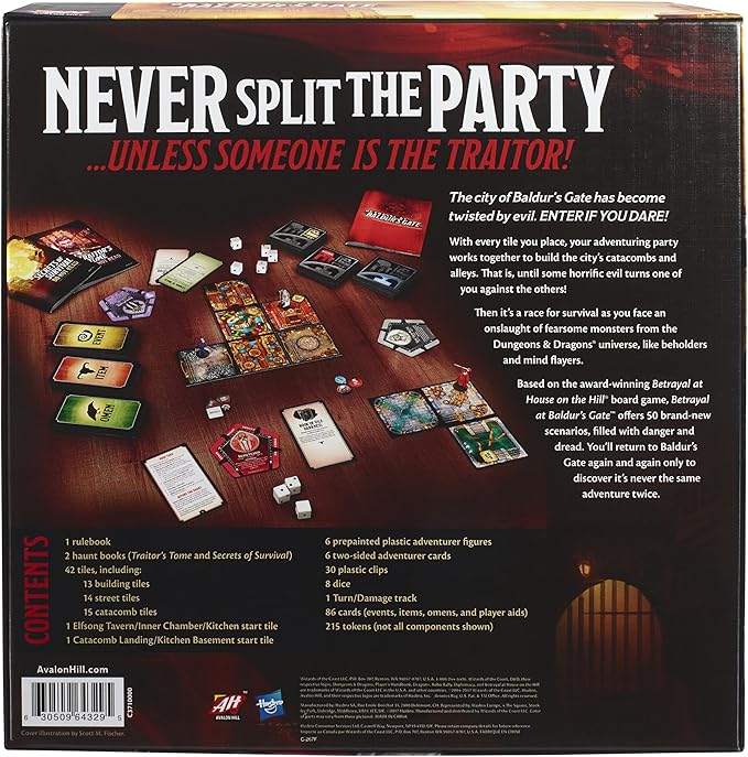 Hasbro Gaming Avalon Hill Betrayal at Baldur's Gate Modular Board Hidden Traitor GameAges 12 and UpD&ampDBased on Betrayal at House on The Hill