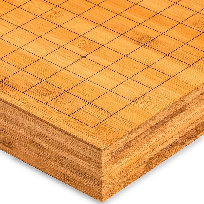 Yellow Mountain Imports Bamboo 2-Inch Reversible 19x19 / 13x13 Go Game Set Board with 9.2mm Double Convex Yunzi Stones and Bamboo Bowls - Classic Strategy Board Game (Baduk/Weiqi)
