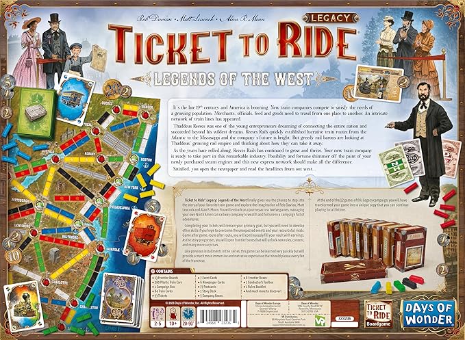 Asmodee Ticket to Ride Legacy: Legends of The West Board Game - The Ultimate Train Adventure! Strategy Game Family Game for Kids &amp Adults Ages 10+ 2-5 Players 20-90 Min Playtime