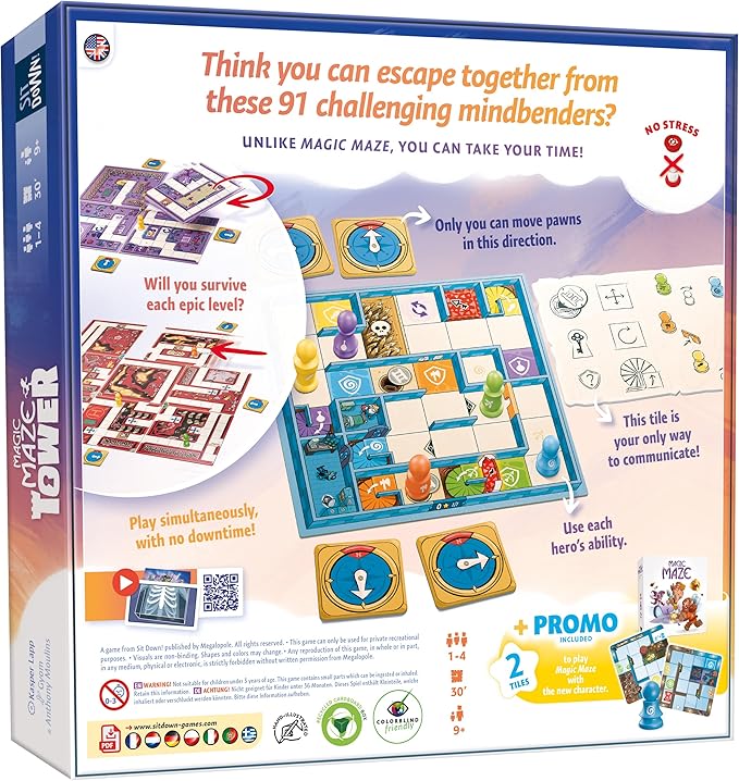 Magic Maze Tower – Puzzle Adventure in the Award-Winning Magic Maze Universe | Solo &amp co-op | 91 Challenges | Real-time Play | Ages 9+ | 1–4 Players | 30 min | FSC®