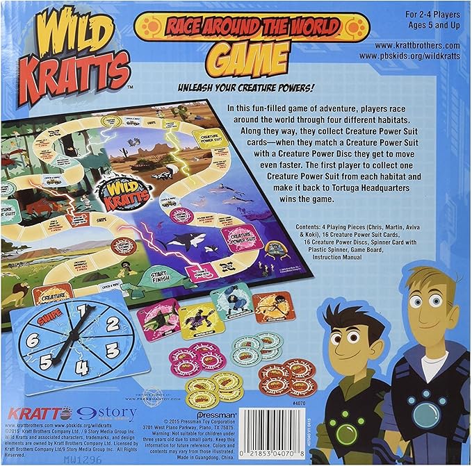 Pressman Wild Kratts Race Around the World Board Game Multicolor 5