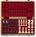 A&ampA Premium Folding Chess Board Game Set 15 Wooden Chess Board &amp 3 King Height Staunton Chess Pieces with 2 Extra Queens Portable Travel Chess Set (Natural Walnut 15 Inches)