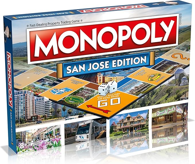 Monopoly Board Game San Jose Edition: 2-6 Players Family Board Games for Kids and Adults Board Games for Kids 8 and up for Kids and Adults Ideal for Game Night