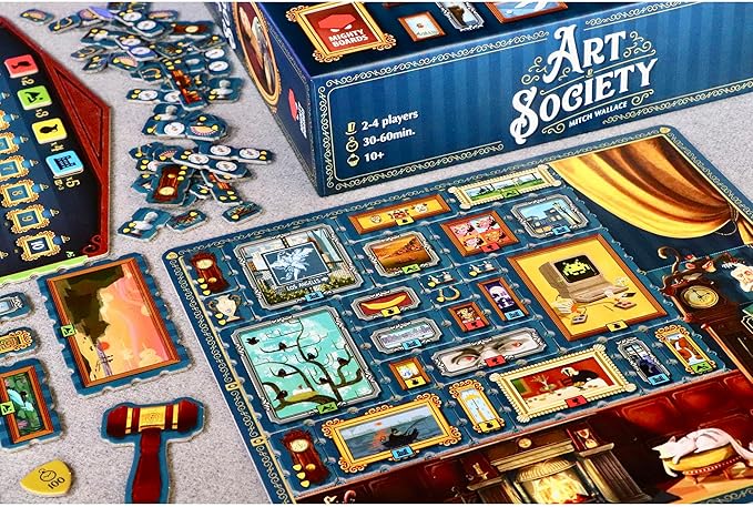 Mighty Boards: Art Society - Collection Board Game Bid At Auctions Collect &amp Display Your Art Ages 10+ 2-4 Players 30-60 Min