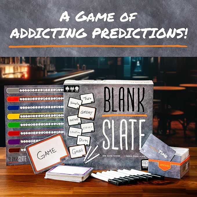 USAOPOLY BLANK SLATE Where Great Minds Think Alike Fun Family-Friendly Board Game Word Association Party Game Easy to Learn Fun to Play Family Game Night 3-8 Players Ages 8+