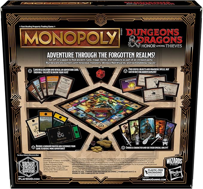 Hasbro Gaming Monopoly Dungeons &amp Dragons: Honor Among Thieves Game Inspired by The D&ampD Movie Monopoly D&ampD Board Game for 2-5 Players Ages 8 and Up