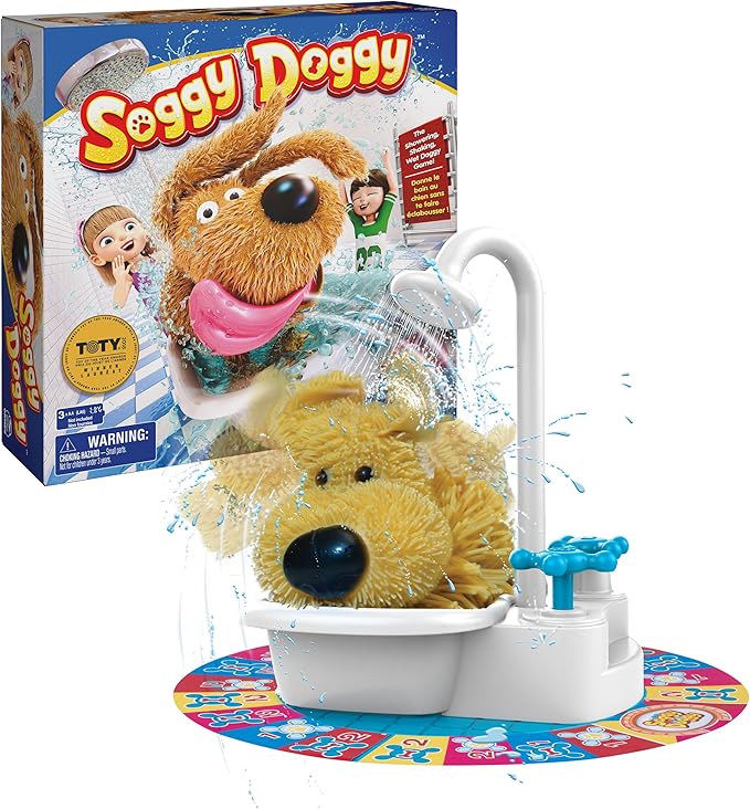 Spin Master Games Soggy Doggy The Award-Winning Wet &amp Silly Kids Board Game for Family Game Night Interactive Dog Toy Screenless Activity for Kids &amp Family 2-4 Players for Ages 4 &amp U