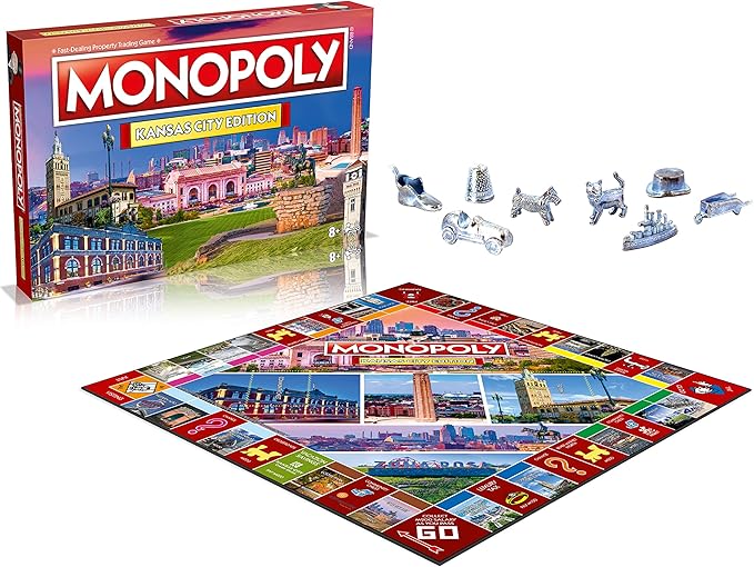 Monopoly Board Game Kansas City Edition: 2-6 Players Family Board Games for Kids and Adults Board Games for Kids 8 and up for Kids and Adults Ideal for Game Night