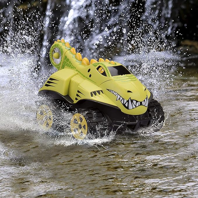 Kid Galaxy Amphibious RC Car Mega Morphibians Crocodile. All Terrain Remote Control Toy 2.4 Ghz Yellow&ampblack