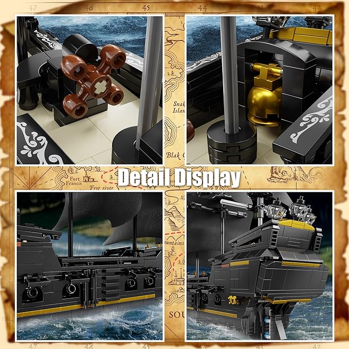 Pirate Ship Building Blocks SetsMOC Black Pearl Ship Building ToysPirate Boat Collectible Display for Home or Office DecorValentine Day Birthday Gift for Adults &amp Boys 8-14(921Pcs)