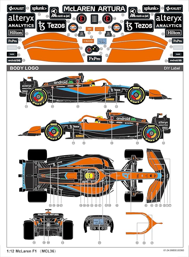 Voltz Toys Authentic Licensed 1:12 McLaren F1 MCL36 Remote Control Car - F1 Collection RC car Series for Kids and Adults - 2.4GHz RC Car for Gift (1:12 McLaren F1 MCL36)