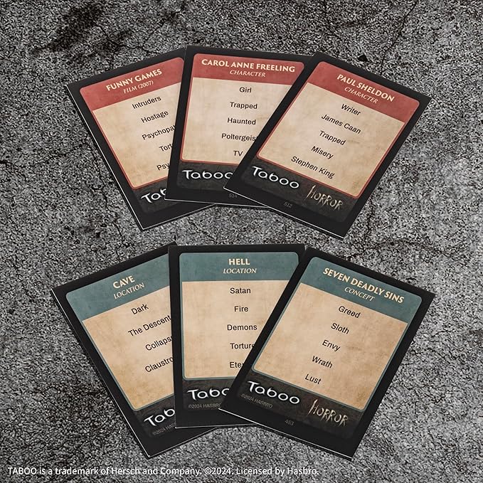 Taboo: Horror Edition Party Board Game Horror Genre Themed Trivia Word Game with Screaming Buzzer Game for 2 Players or More Fans of Horror Themed Films &amp Culture Ages 13 and Up
