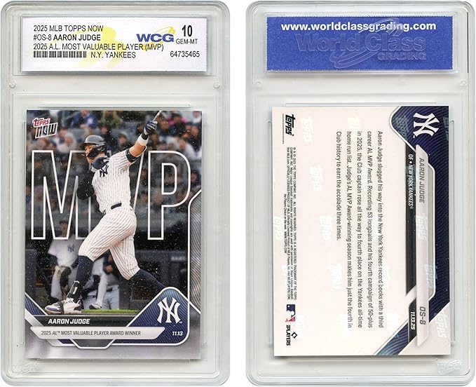 2025 MLB Topps Now Aaron Judge A.L. MVP Card New York Yankees #OS8 - Certified GEM Mint 10